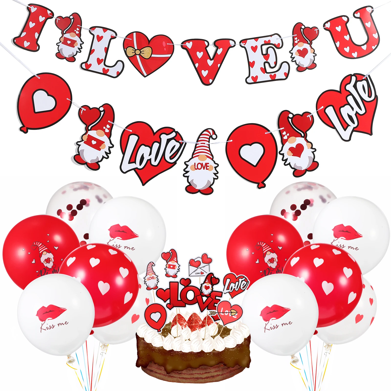 

Valentines Day Decor Kit Bride Valentines Decoration Set Combo Number Balloons naments Latex Material Vibrant Colors Suitable