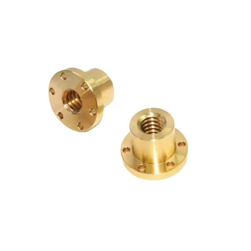 CNC Machined Brass Flange Screw Nut Flange Type Nut 3D Printing / Milling Machine Equipment Screw Adapter