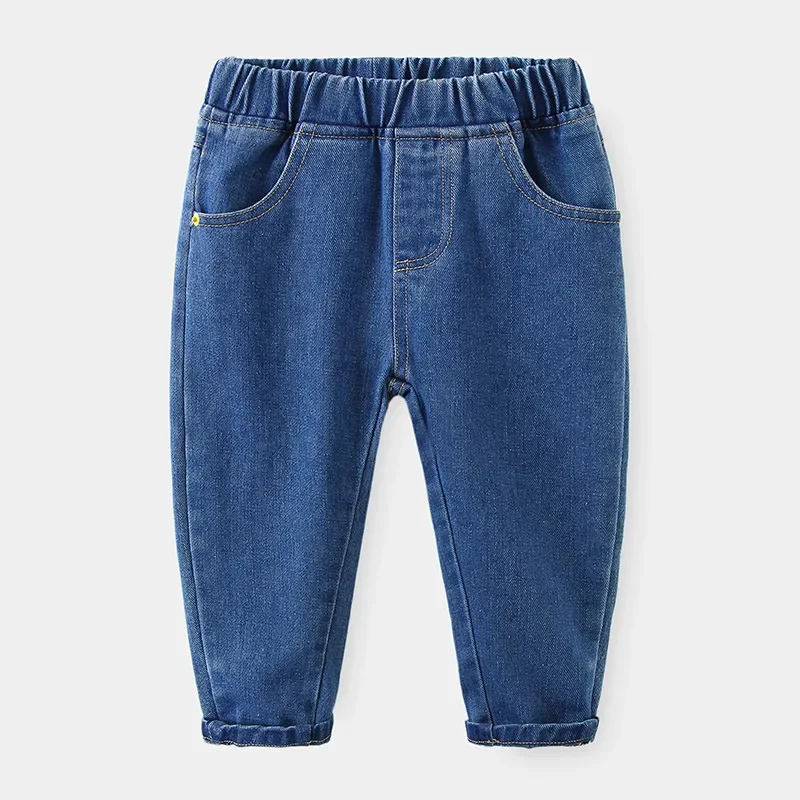 

New 2025 Spring Autumn Boys Fashion Solid Jeans Long Trousers Kids Classic Elastic Waist Denim Pants Clothing for 2-6 Years