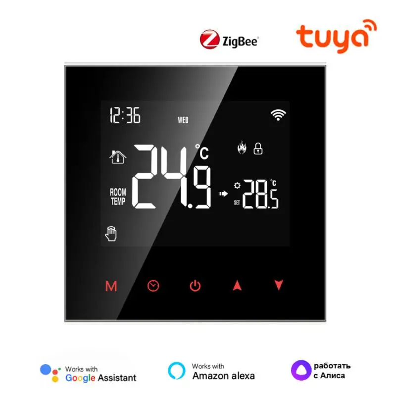 

Умный термостат для воды Tuya ZigBee, контроллер температуры с ЖК-интерфейсом, поддержка Alexa,Google Home,Alice