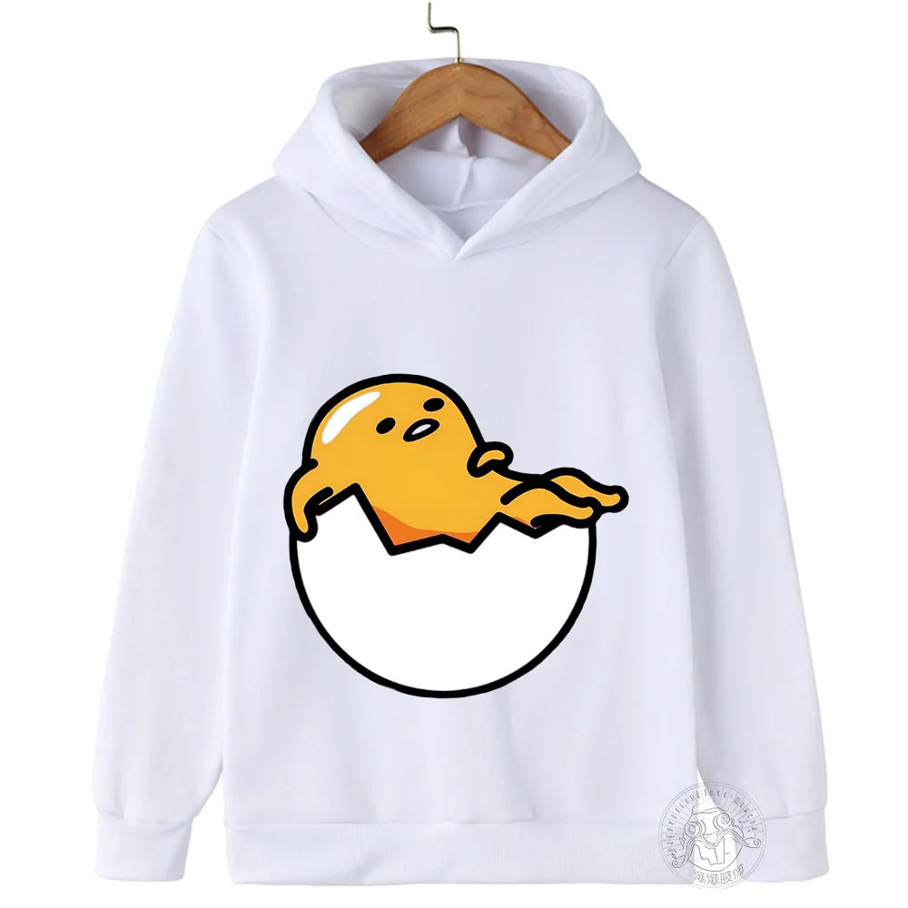 2024 Cute Gudetama Hoodie Kids autumn Clothes Girls Sweatshirts Spring Boys Long Sleeves Hoodies Sanrio Cartoon Hooded Tops