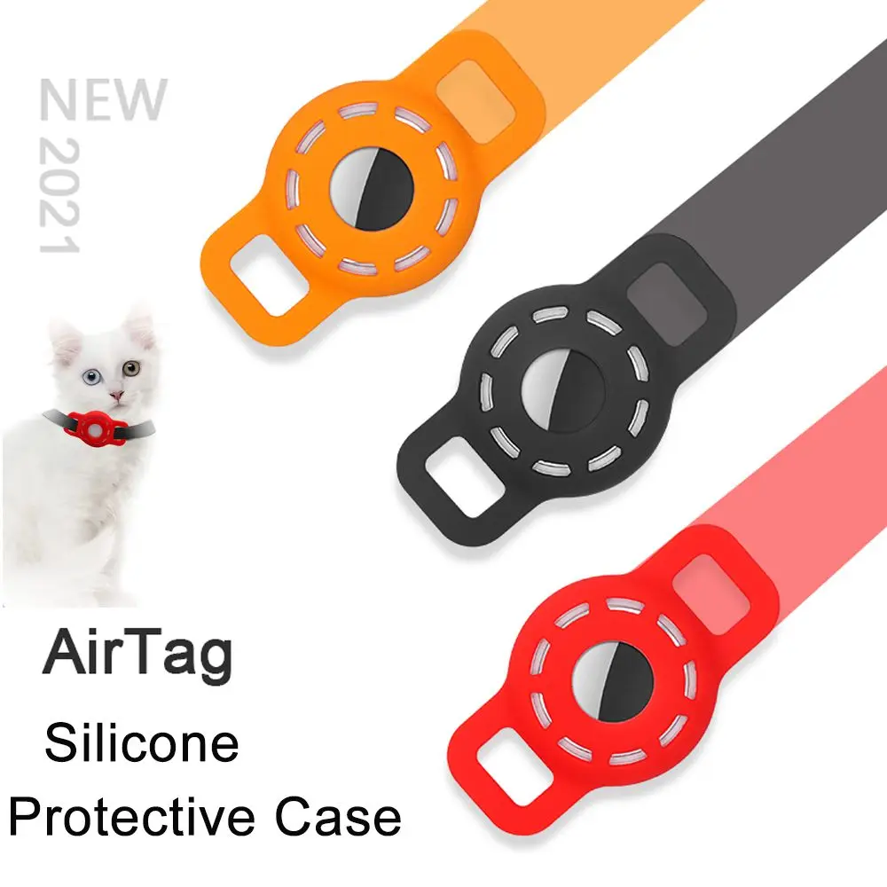 Silicone Dog Cat Collar GPS Finder Pets Anti-lost Locator Sleeve Tracker Protector Cover Air Tag Holder Airtag Protective Case