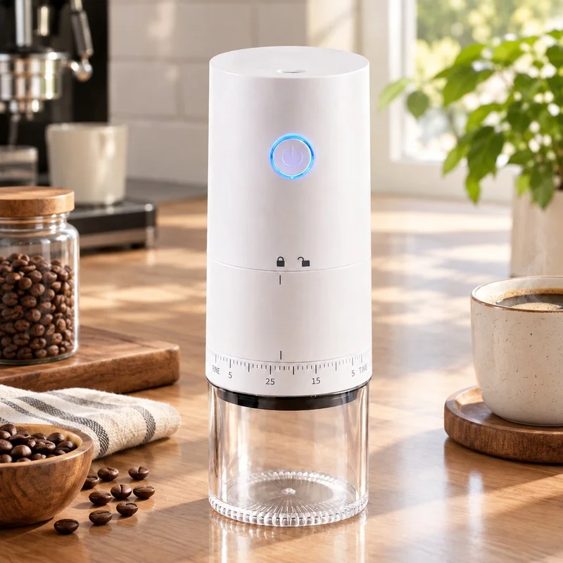 Rechargeable USB-C Electric Coffee Grinder with Durable Ceramic Burrs, Portable Design for Expert Brewing