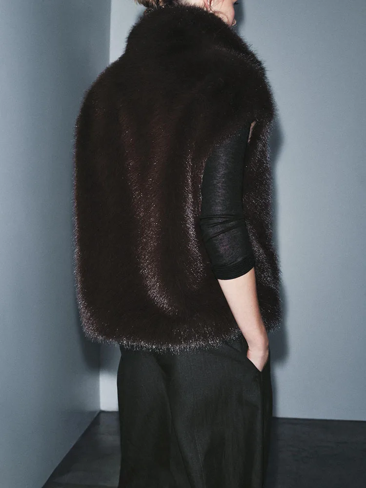 Dolce Sle Gilet di pelliccia artificiale Nuovo arrivo Inverno 2025 Faion da donna Versatile colletto alla coreana ort Capispalla Cappotto da donna