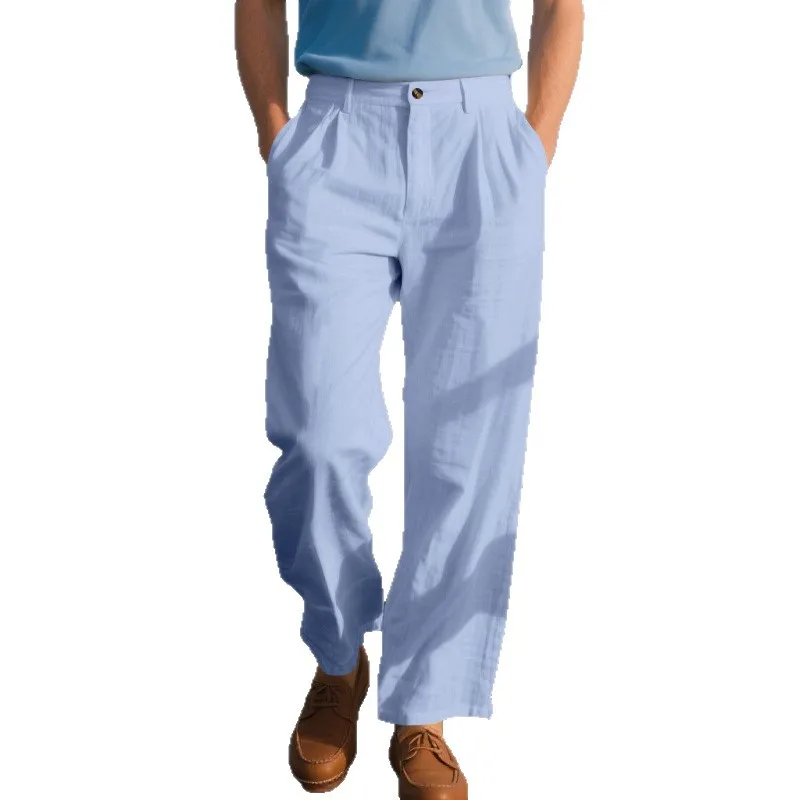 

Hot-selling Autumn European and American Linen Pants Men's Casual Loose Business Suit Trousers