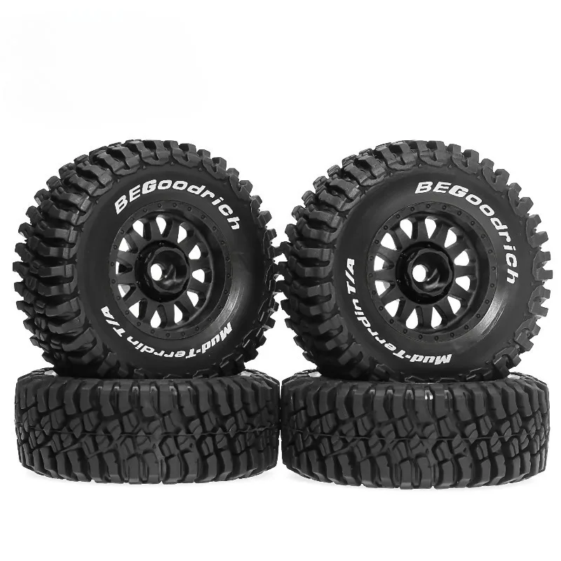 4Pcs 70mm Rubber Tires & Rims Set, Ready to Run Upgrade Wheels for 1/14 MJX HYPER GO 14301 14302, 1/16 JJRC Q130 RC Car