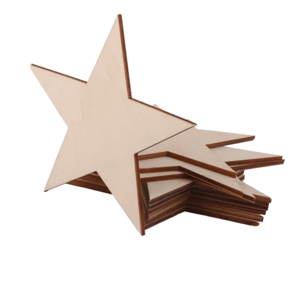 Abbellimenti di stelle in legno da 3mm creazione di carte fai da te Scrapbooking decorazioni rustiche