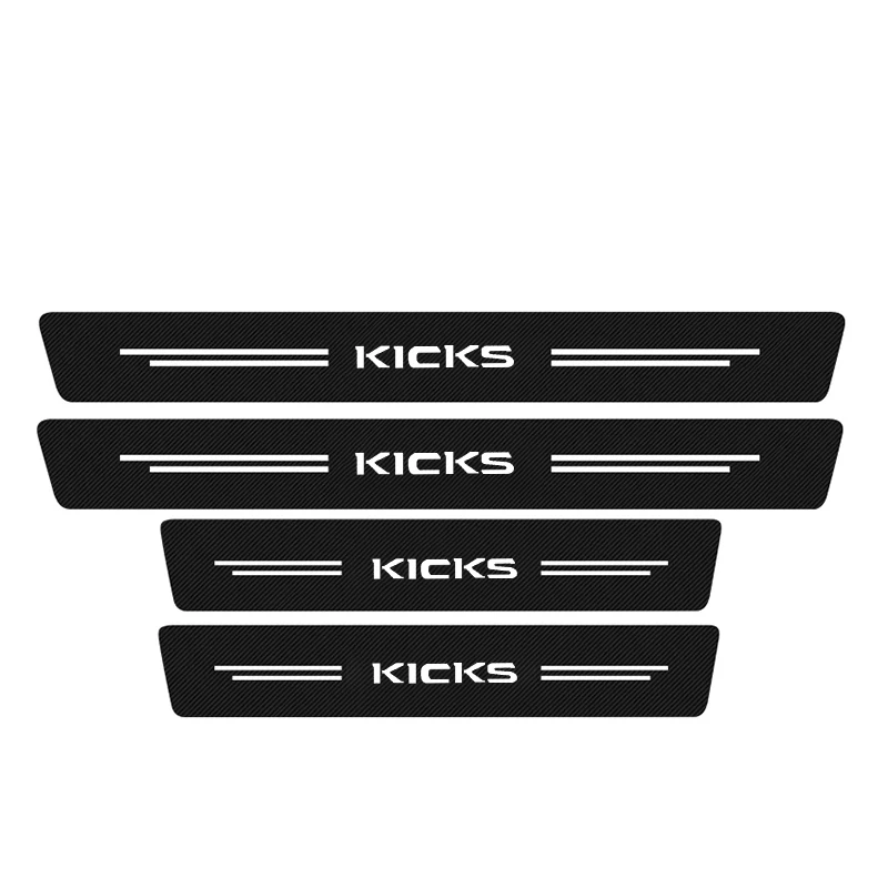 4Pcs Carbon Fiber Car Door Sill Protector Welcome Pedal Decoration Leather Stickers for Nissan Kicks P15 Auto Accessories