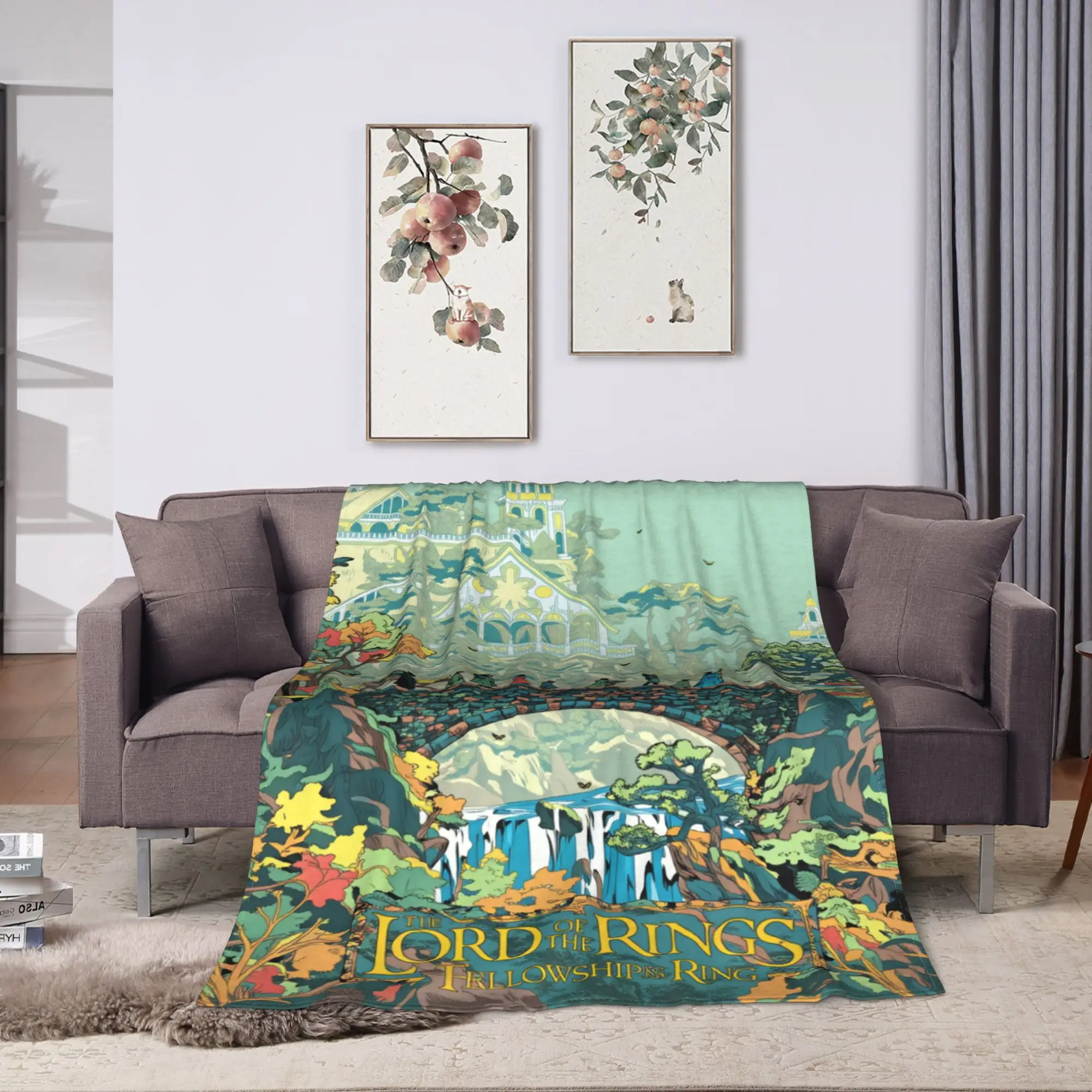 L-Lords Of The R-Rings Flannel Blanket Winter  Warm Soft Bedding Throws for Girls Boys Outdoor Fashion Bedspread Sofa Bed Cover