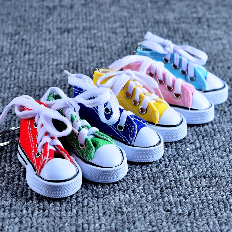 200pcs Canvas Shoes Keychain Sneaker Key Chain Funny Gifts Bag Charm Woman Men Kids Key Ring Key Holder Gift Sports Party Favor