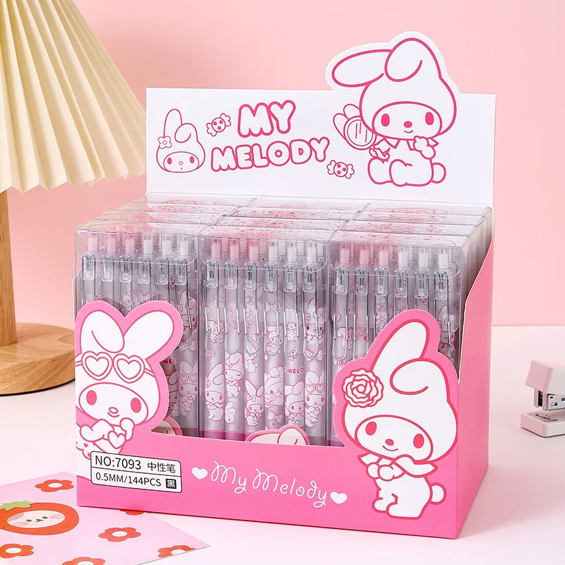 

Оригинальная гелевая ручка Sanrio с мультяшным рисунком розового кролика, милая черная ручка 0,5 мм, нейтральная ручка, школьные канцелярские товары оптом, подарок для девочки