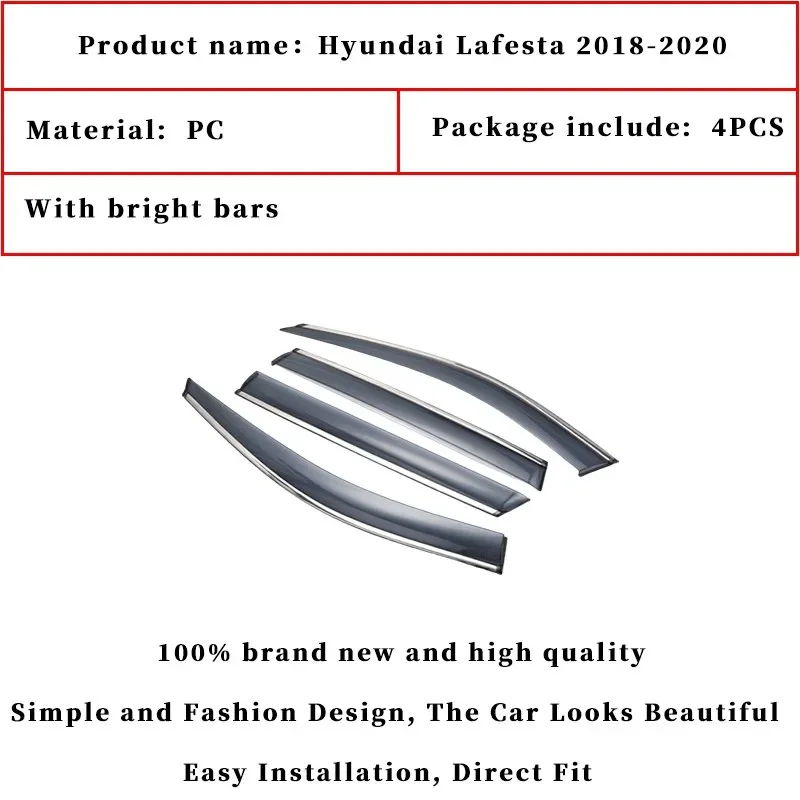 For Hyundai Lafesta 2018-2020 Car Window Visor Wind Deflector Rain Sun Visor Shield Cover Awnings Cover Car Accessories Parts