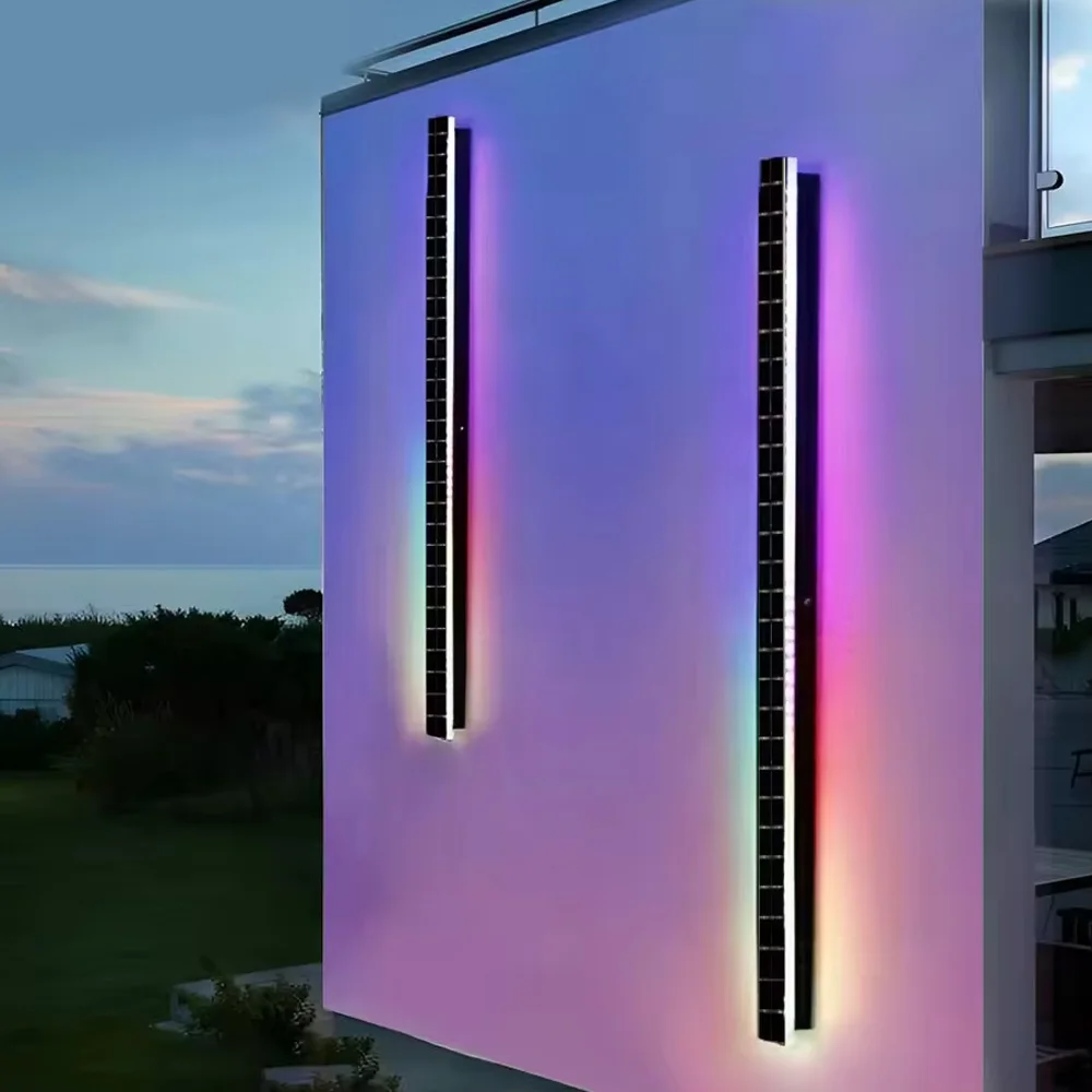 Solar RGB colourful light Outdoor long wall strip light Acrylic IP65 waterproof wire wall light