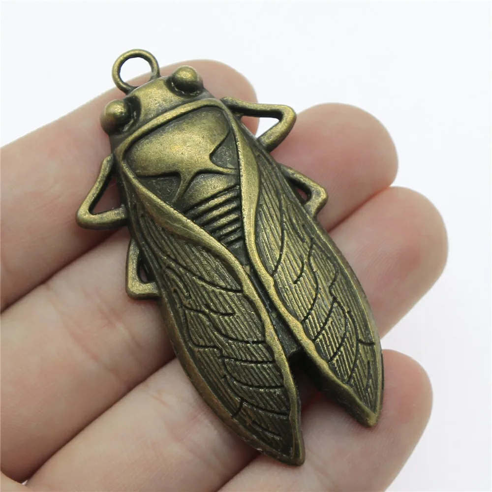 2 pièces 62x33mm 3 couleurs (Argent antique, Bronze antique, Or antique) Breloques Cigale pour la fabrication de bijoux, Vente en gros
