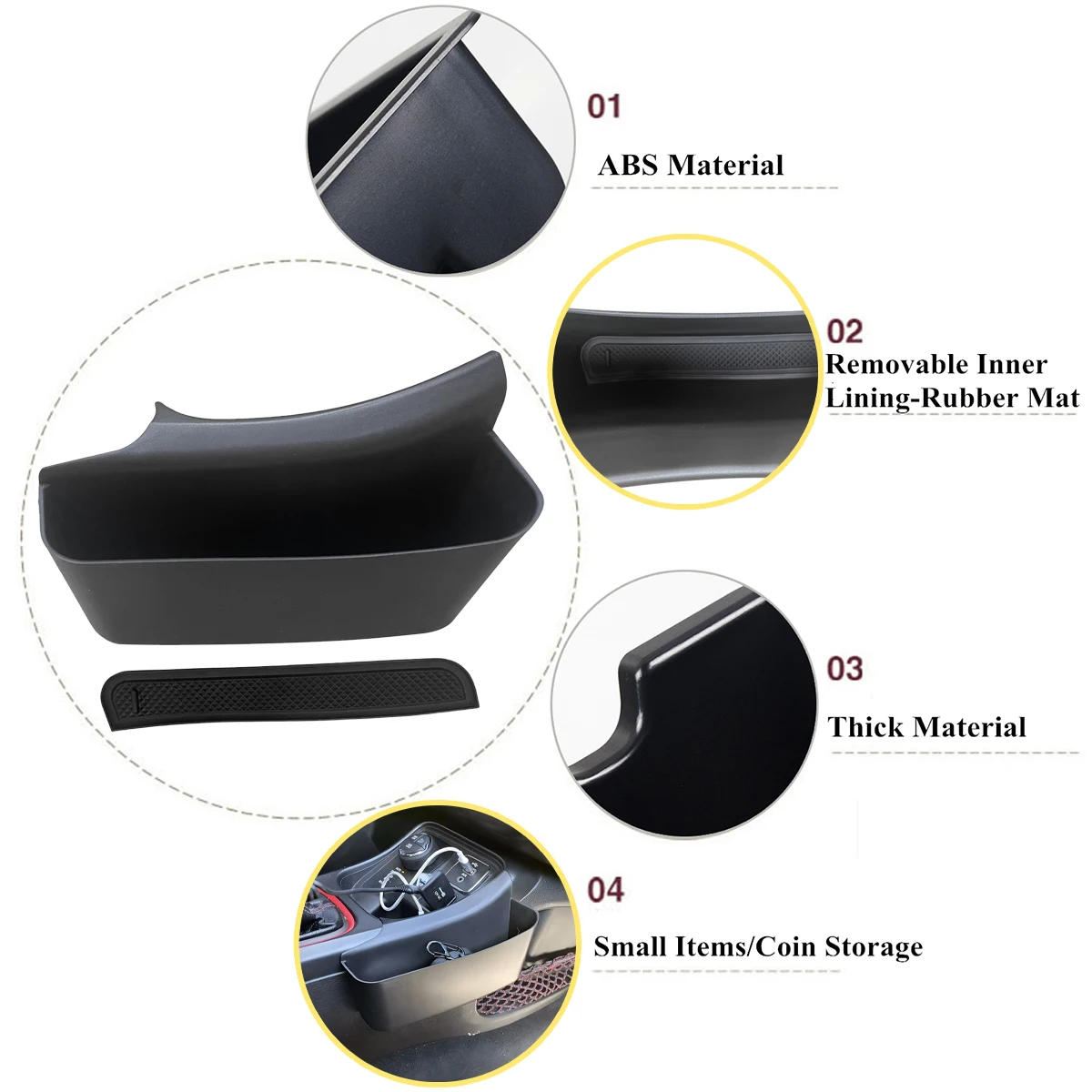Gear Shift Tray Storage Box Organizer Phone Holder Container for Jeep Compass 2017 2018 2019 2020 2021 Car Interior Accessories view 4