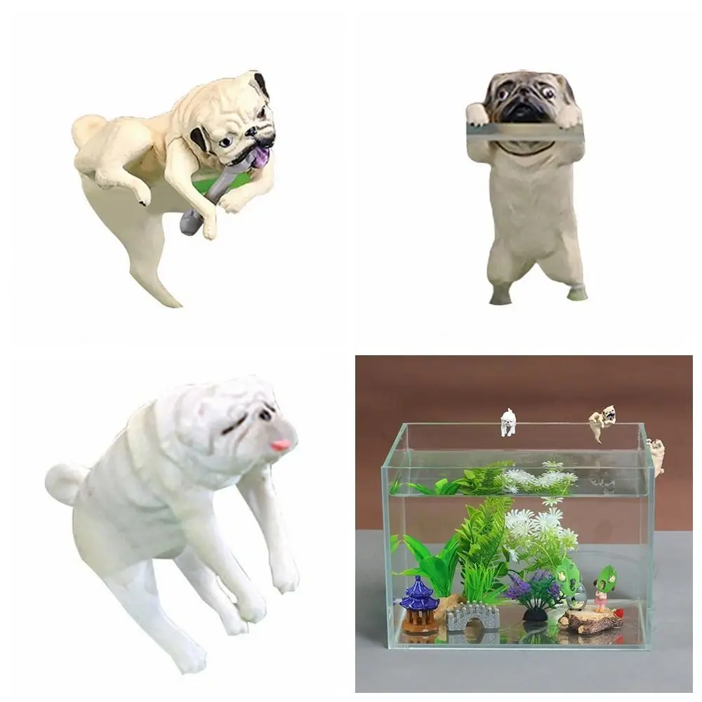 Realistic Fall Resistance Fish Tank Dog Ornament Delicate Small Dog Miniatures Handmade Cartoon Fish Tank