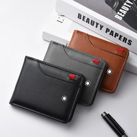 Ultra-Thin Mon Mini Short Wallet for Men with ID Card Bank Card Slot and Photo Window Busine Sle Bla Casual Wallet for Young Men