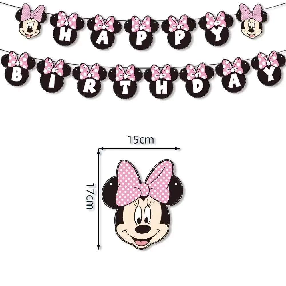 Disney Pink Minnie Jednorazowe dekoracje Zestawy serwetek Talerze na urodziny Baby Shower Jadalnia Ślub Szkoła Dom Wydarzenia