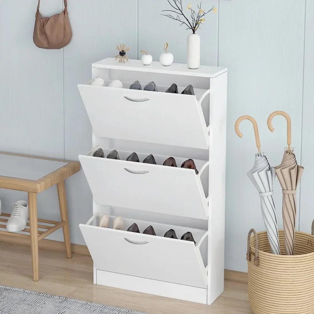 

3 Drawers Wooden Shoe Cabinet, Entryway Shoe Storage Cabinet Shoe Rack Organizer for Hallway Bedroom Closet
