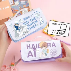 Detective Conan Large Capacity Pencil Cases Anime Figure Conan Edogawa Kuroba Kaito Sherry Pencil Box Kids Kawaii Pencil Bags