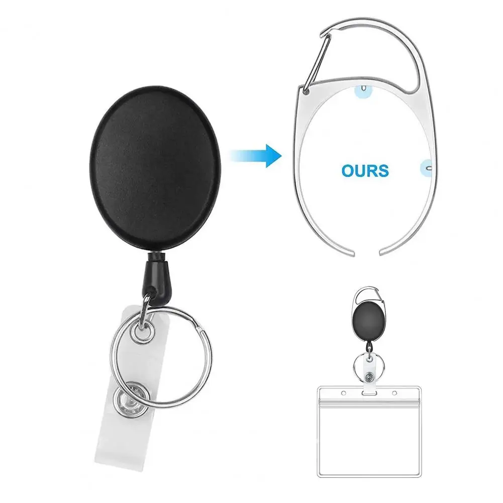 Badge Reel ผู้ถือบัตร Heavy Duty Badge ผู้ถือกันน้ํา Badge Reel ผู้ถือ Heavy Duty Retractable Key Ring โลหะป้องกันการสูญหาย