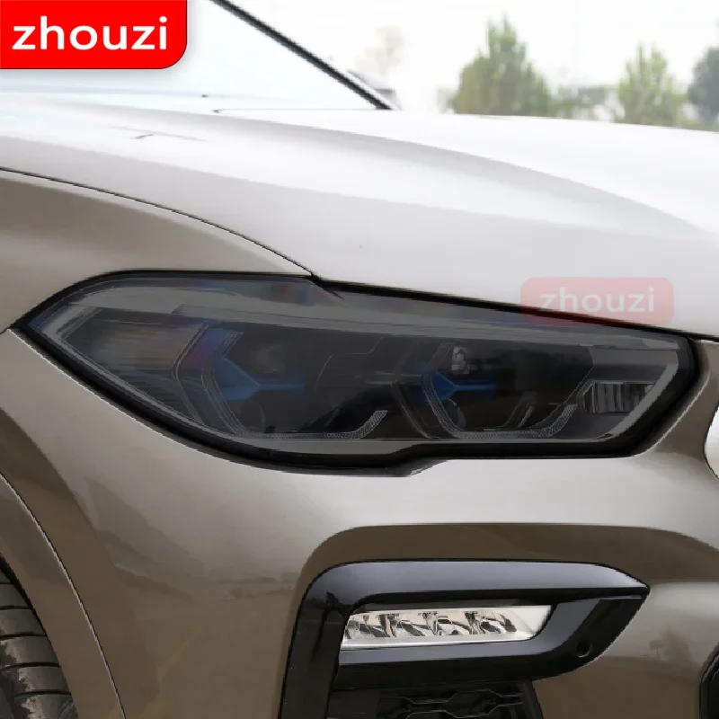 

2Pcs For BMW X6 G06 2020 2021 2022 Car Headlight Tint Black Protective Film Vinyl Protection Transparent TPU Sticker Accessories