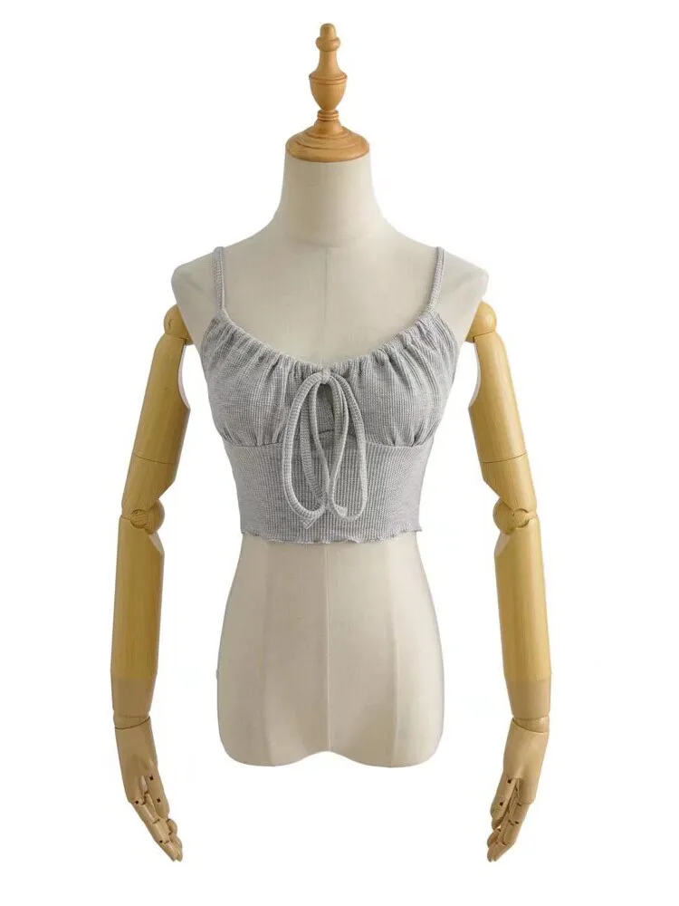 Women's White Cami Top Vintage Y2K Gyaru V-neck Tank Top Vacation Style Camisole Off Shoulder Sleeveless Cropped Top Summer 2026