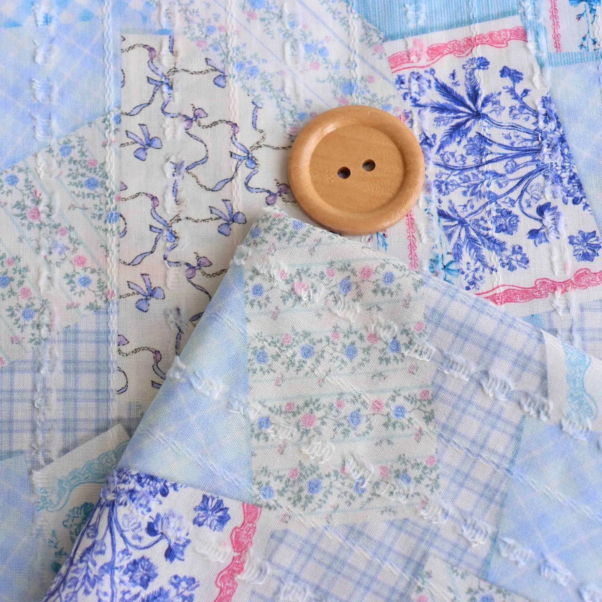 145x50cm Ethnischer Stil Kleines Blumenmuster 100% Baumwolle Gestreifter Jacquard-Stoff für Kinderkleidung Vorhänge Heim-DIY Nähen Handwerk – Detail 7