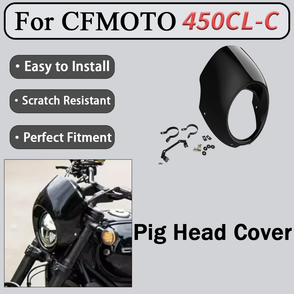 For CFMOTO 450CL-C modified pig head cover dedicated Harley style headlight cover instrument cover car head cover
