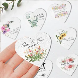 Custom Personalized Large Seed Paper Hearts - Memorial Garden Print - Wildflower Seeds Tags