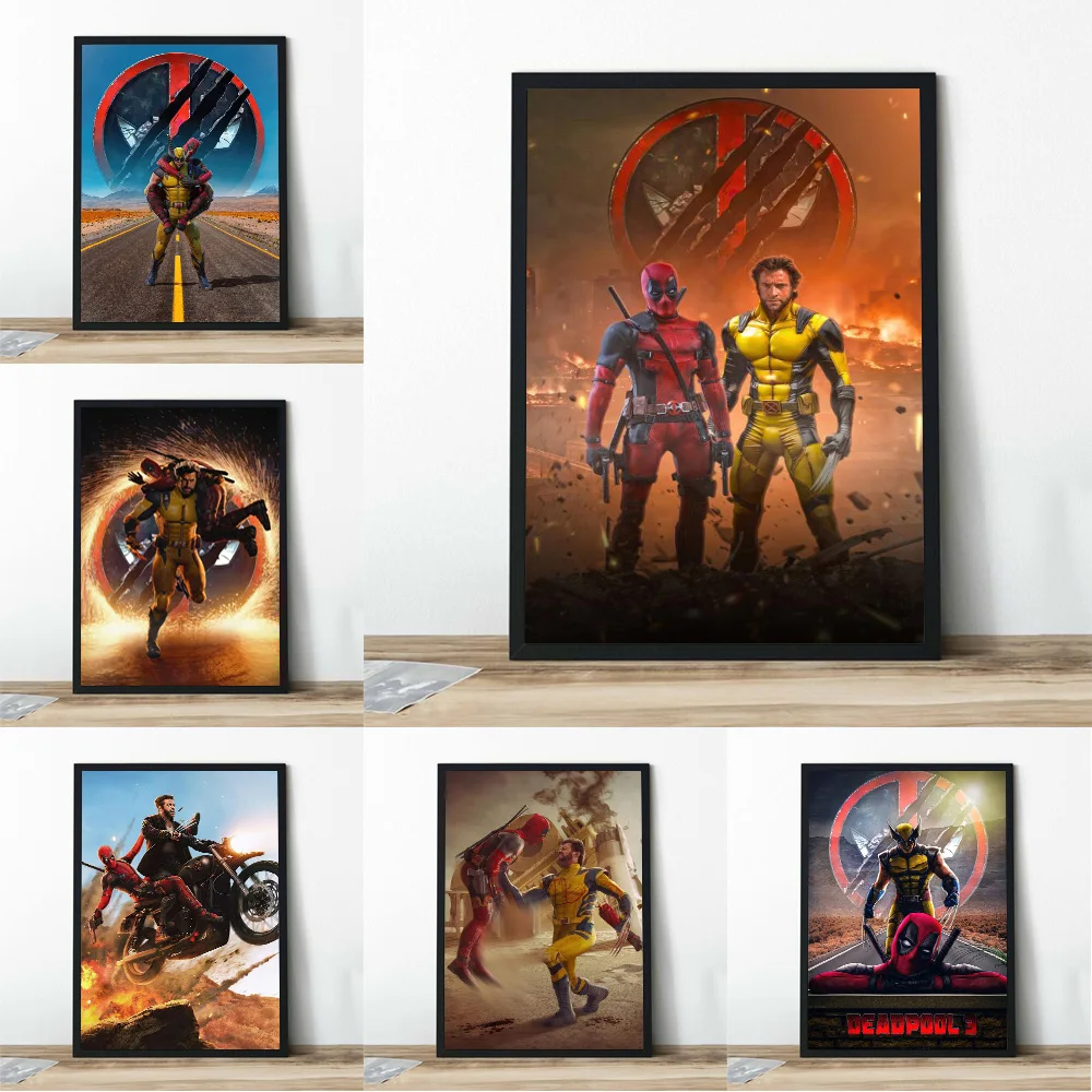 

Marvel Superhero Movie Posters And Prints Deadpool Fight Wolverine Canvas Art Home Decor X-Man Wall Painting For Living Room