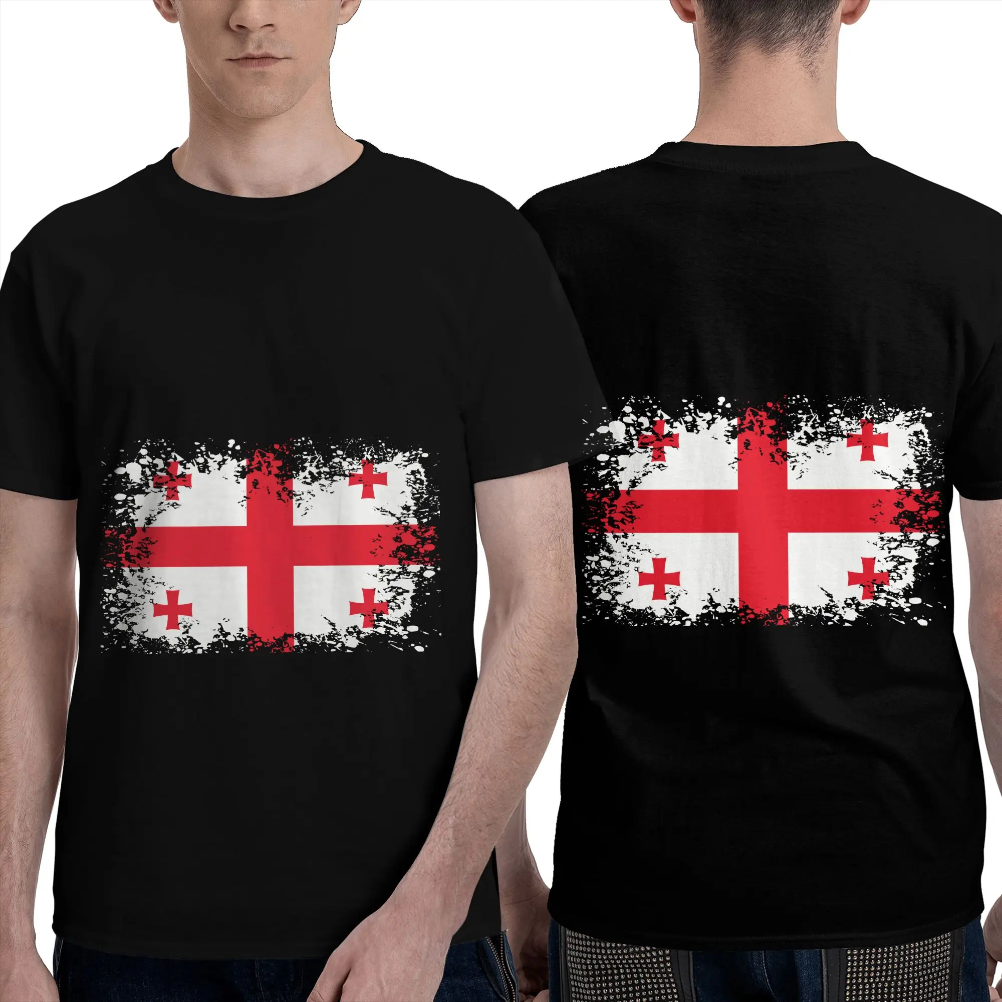 Male Georgien Georgia Flag T Shirts Short Sleeve Streetwear T-shirt Leisure Georgian Proud Patriotic Tees Loose Fit Clothes