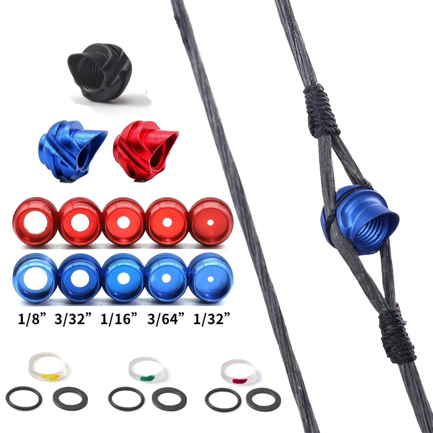 37/45 Degrees Compound Bow Peep Sight Sets Archery Aiming Accessories 5pc Inner Core and 4X6X8X lens Shooting Outdoor 3colors