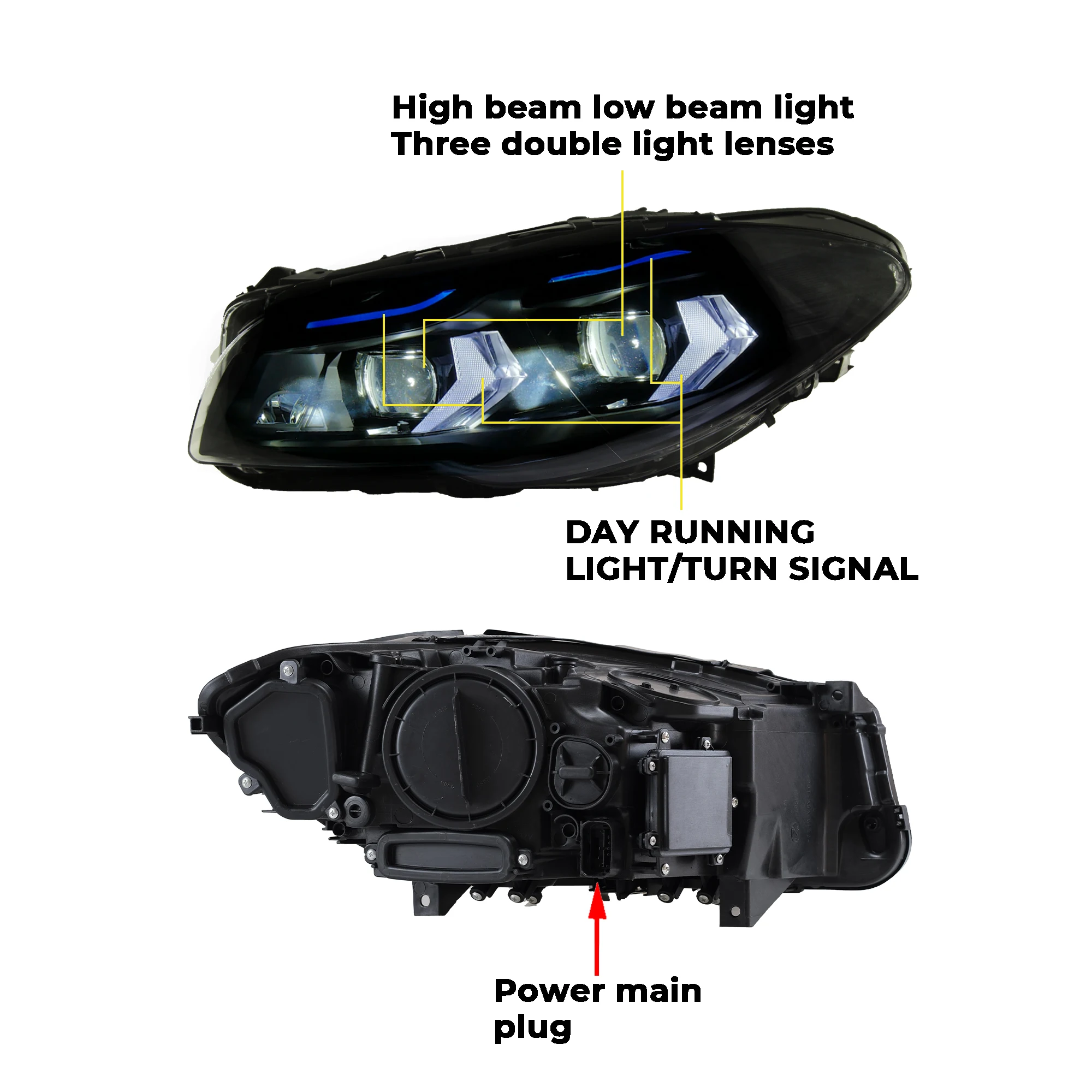 For BMW 5 Series F10 F11 F18 2011-2017 LED Headlights Headlamp Modified Front Lamp Clear Lens New Condition Accessories