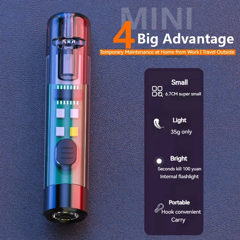 LED Mini Flashlight Portable Key Torch Camplight Outdoor Waterproof Ultralight Fishing Hiking Emergency Whistle Keychain Lamp