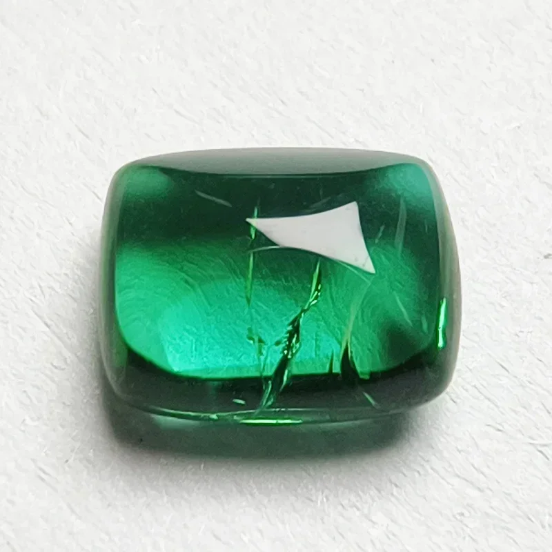 Lab Grown Zambian Emeralds Smooth Surface Hydrothermal Rectangle Cushion with Cracks Inclusions Selectable AGL Certificate