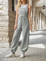 2026 Spring New Casual Drawstring Waist Pocket Overalls Women's Loose-Fit Jogger Jumpsuit for Daily Commuting - Image 3