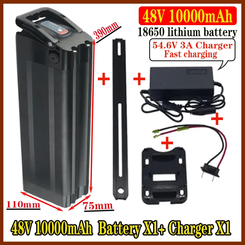 

Ebike Battery 48V 36v10AH-20AH Lithium Silver Fish Batterie Akku For 350W 500W 750W 1000W Electric Bike18650 Li-ion Battery Pack