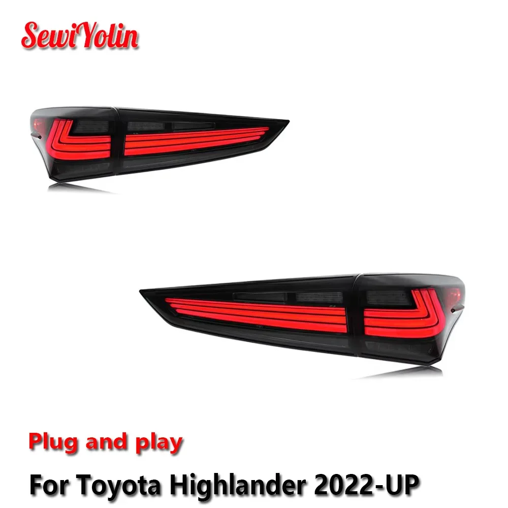

Автомобильные светодиодные задние фонари, аксессуары для Toyota Highlander 2022-UP, автоматические задние противотуманные фонари DRL, стоп-сигнал поворота Plug and Play