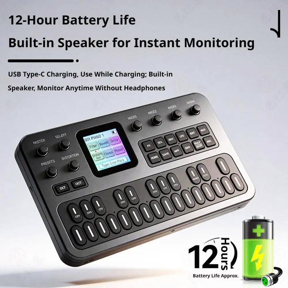 Mini Synthesizer For M-VAVE FM1 Effect Pedal Bluetooth Synthesizer 12h Battery 6-Operator Speaker Midi 32-Algorithm 128 Preset