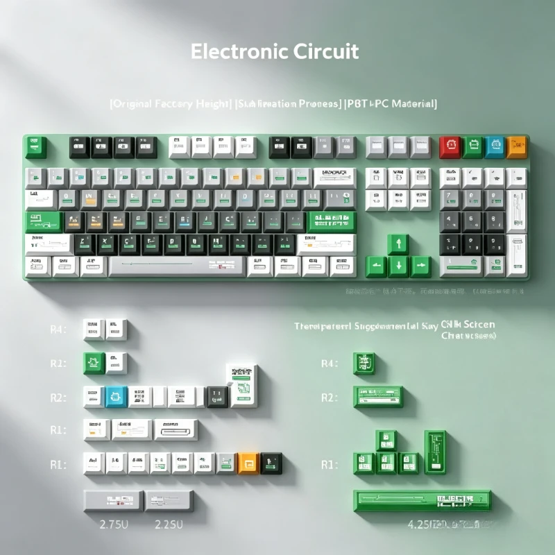 Electronic Circuit Keycap 128 Key Mechanical PBT Five sided Thermal Sublimation Original Factory Height Small Complete Set