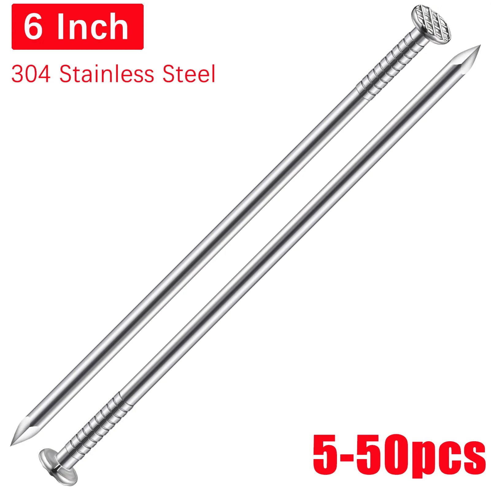 6 Inch Long Nails for Wood 5-50Pcs Stainless Steel 304 Nails Wall Nails Dowels Common Nails Flat Nails Wood Nails