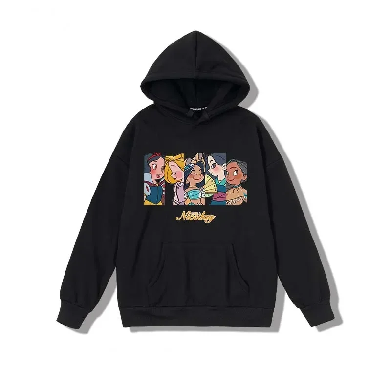 Sudadera con capucha con estampado de princesa Disney para mujer, de dibujos animados Sudadera con capucha, sudadera fina de manga larga, ropa de