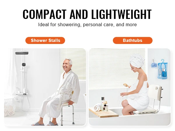 VEVOR Shower Chair Shower Seat with Back Adjustable Height Shower Stool Shower Chair for Inside Shower Bathtub Non-slip Chair