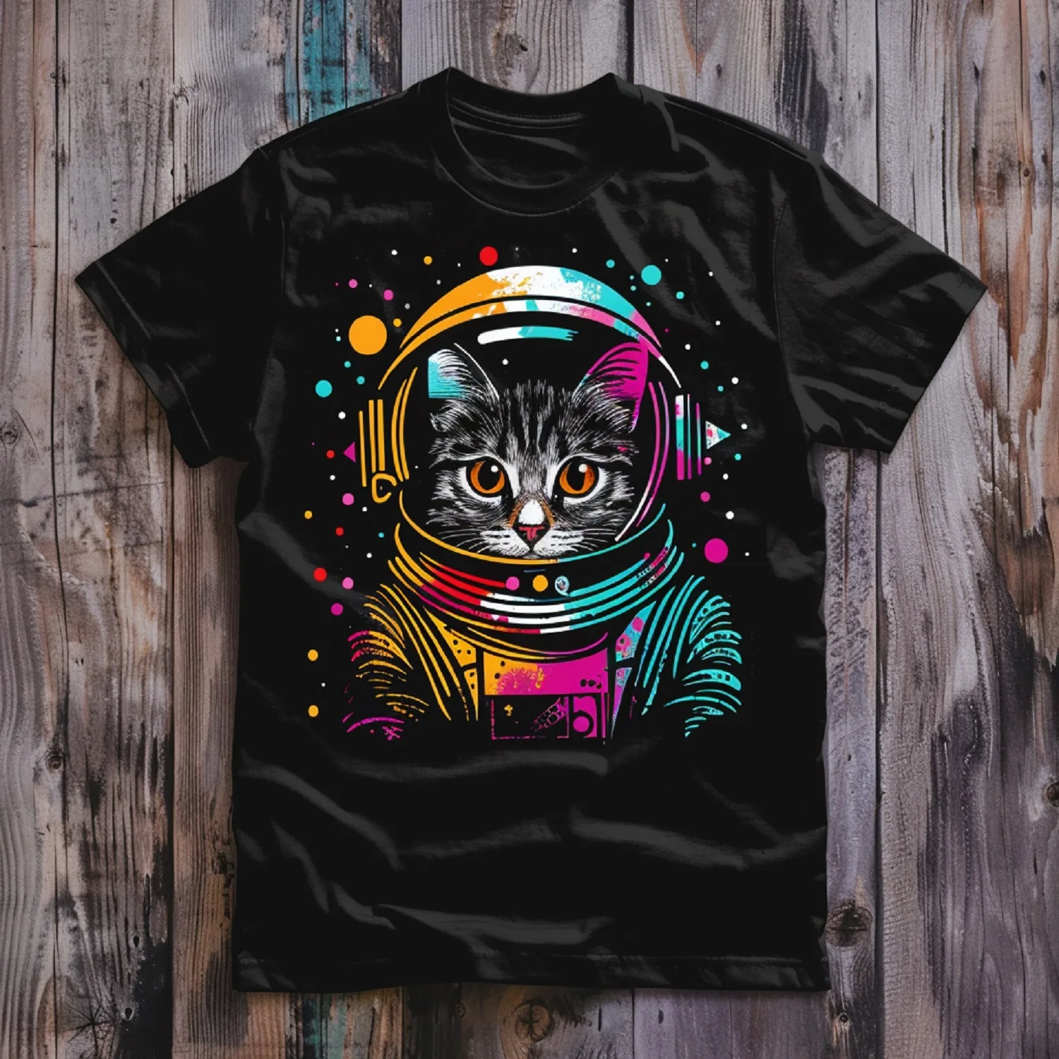 Funny Gift Adorable & Unique Stylish Space Cat Tee Unisex Style Shirts for Women Men Clothing Streetwear Y2k Harajuku