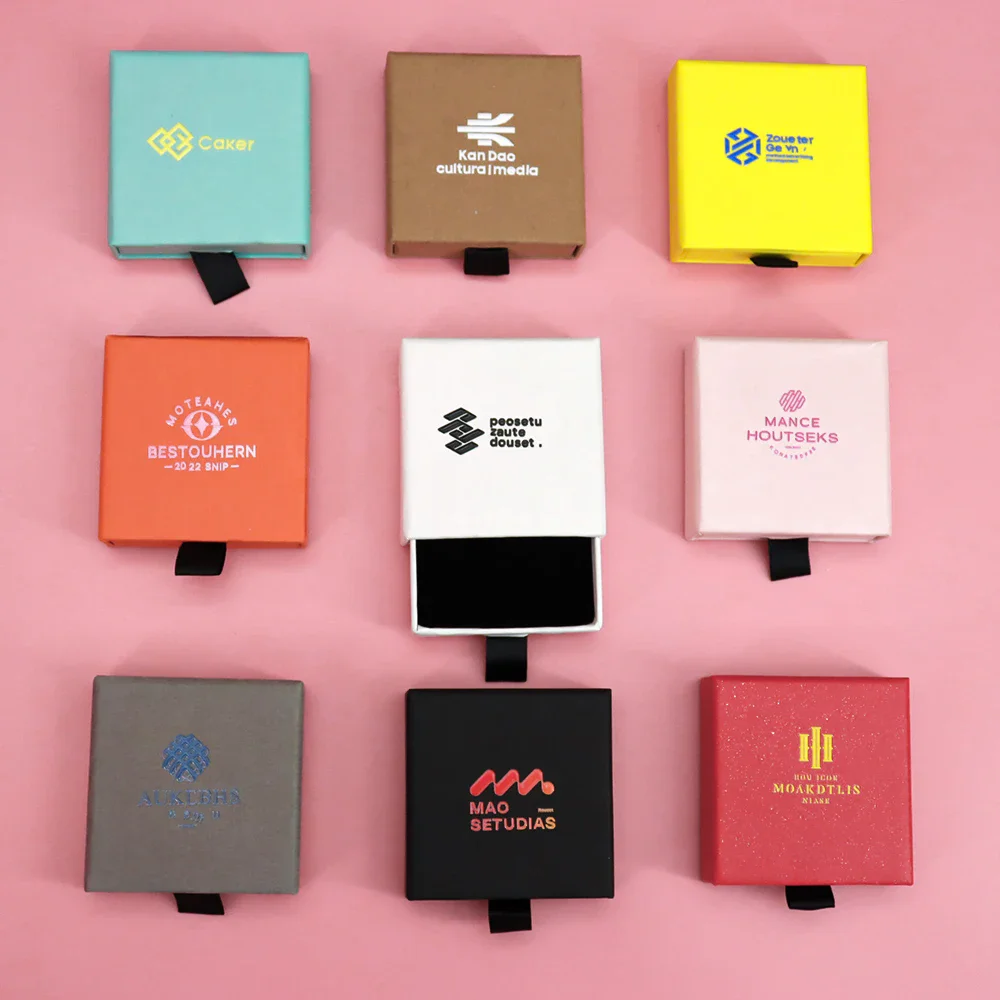 맞춤형 종이 서랍 상자 보석 선물, 맞춤형 로고 브랜드 이름, 결혼 반지 목걸이 용기, 프로모션 생일 파티 선물