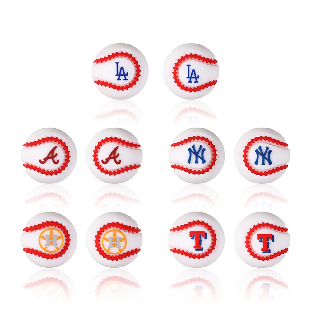 5pcs sports baseball rugby 3D focal Silicone beads Teether Jewelry Beads Food Grade For pen Pacifier Chain