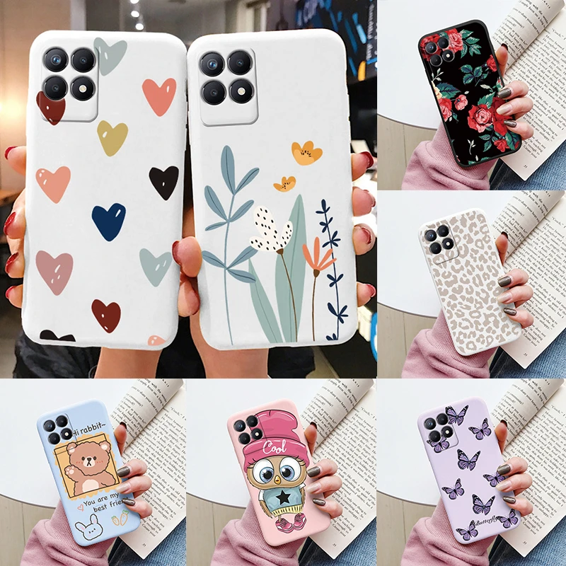 Heart Flowers Fundas For Realme 8i Narzo 50 4G Phone Case Cute Soft Protective TPU Silicone Bumper Cover For OPPO Realme 8i Capa