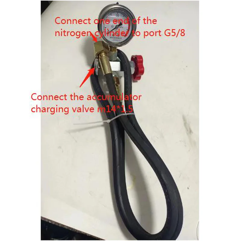 

M14X1.5 Nitrogen Hydraulic Accumulator Kit Pre-Filled Charging Valve CQJ-40 Inflatable Tool