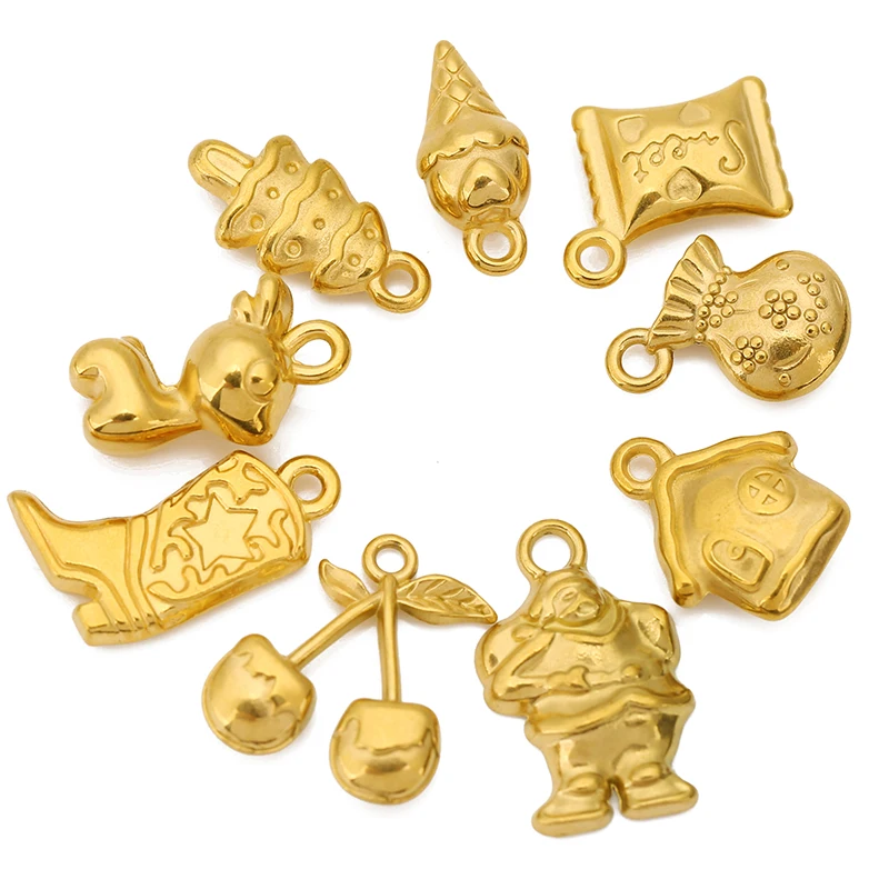 3pcs Stainless Steel Christmas Pendants Candy Santa Claus Xmas Tree Snow House Charms for DIY Necklace Earrings Jewelry Making